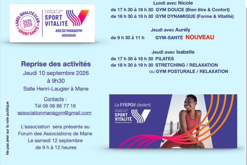 flyers reprise cours MANAGYM 2026
