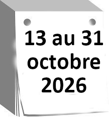 Calendrier du 13 au 31 octobre 2026